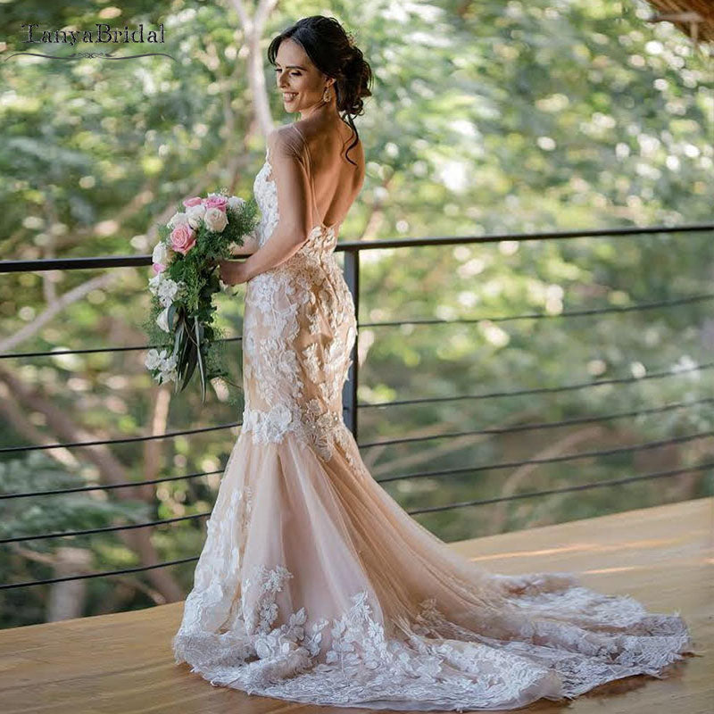 Blush Pink Tulle Lace Sweetheart Wedding Dresses MW607 | Musebridals